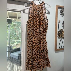 Rust Cheetah Print Halter Dress